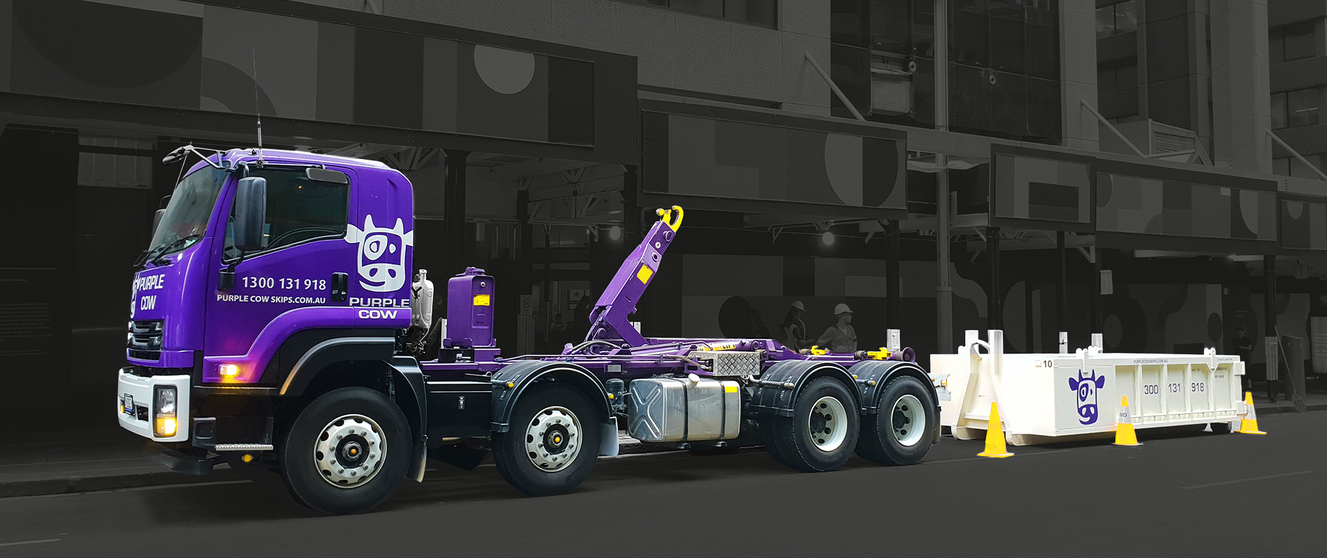 purple cow truck